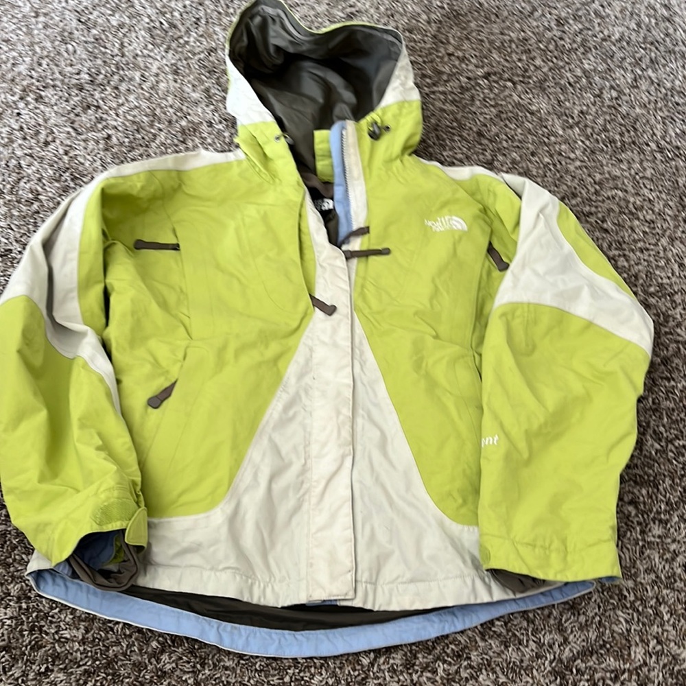 North face green shell coat